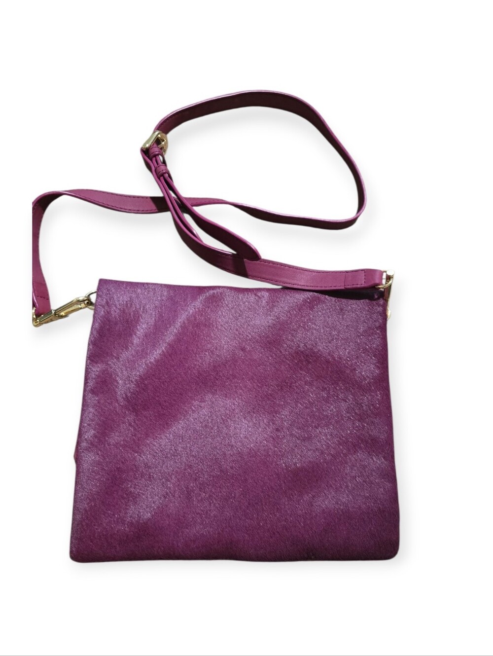Ann Taylor Plum Pony Hair Envelope Crossbody - Picture 6 of 9